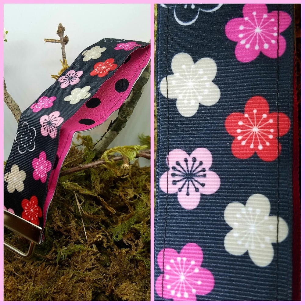 BUNDLE TO SAVE!  Black Floral Ribbon Keychain